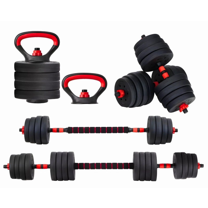 SET MANCUERNAS BARRA RUSA AJUSTABLES 30 KG 4 EN 1 NEGRO - 1