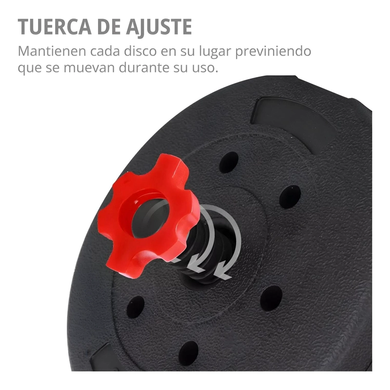 SET MANCUERNAS BARRA RUSA AJUSTABLES 30 KG 4 EN 1 NEGRO - 5