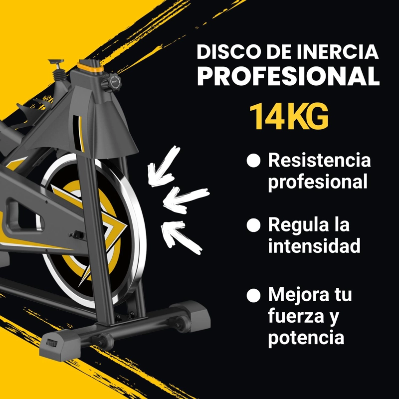 BICICLETA SPINNING ANTI SHOCK PRO 14 KG DISCO 1016-4RED - 2