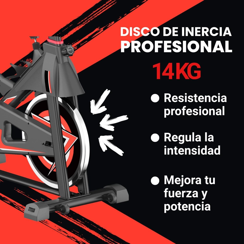 BICICLETA SPINNING ANTI SHOCK PRO 14 KG DISCO 1016-4RED - 3