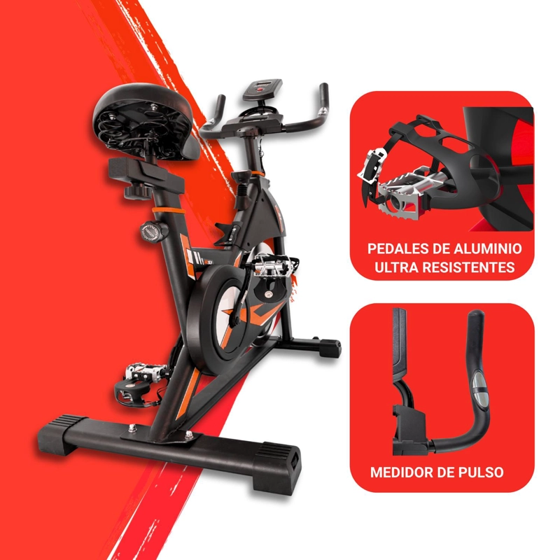 BICICLETA SPINNING ANTI SHOCK PRO 14 KG DISCO 1016-4RED - 6