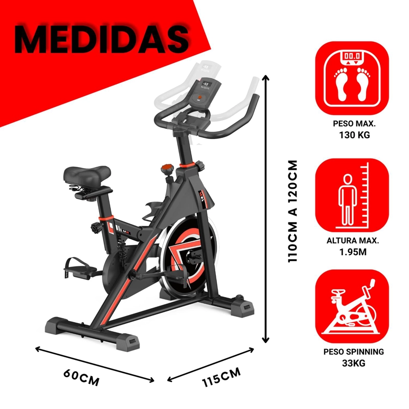 BICICLETA SPINNING ANTI SHOCK PRO 14 KG DISCO 1016-4RED - 7