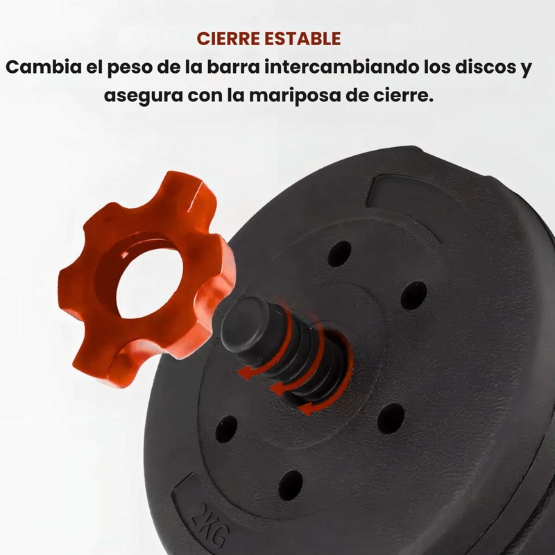 SET MANCUERNAS 20 KG 5 EN 1 BARRA Z - 6