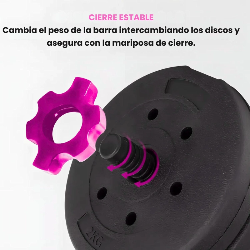 SET MANCUERNAS 20 KG 5 EN 1 BARRA Z - 6