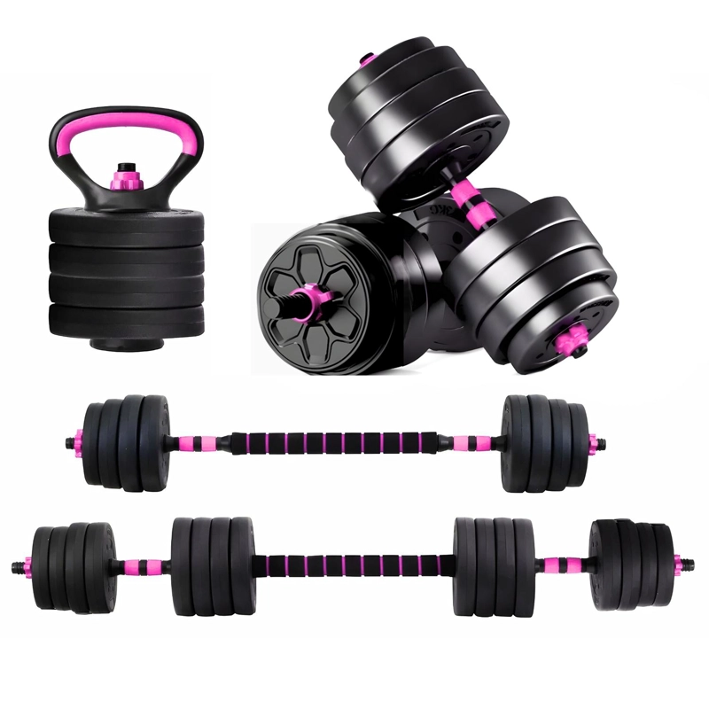 SET MANCUERNAS BARRA AJUSTABLES 30 KG 3 EN 1 ROSA - 1