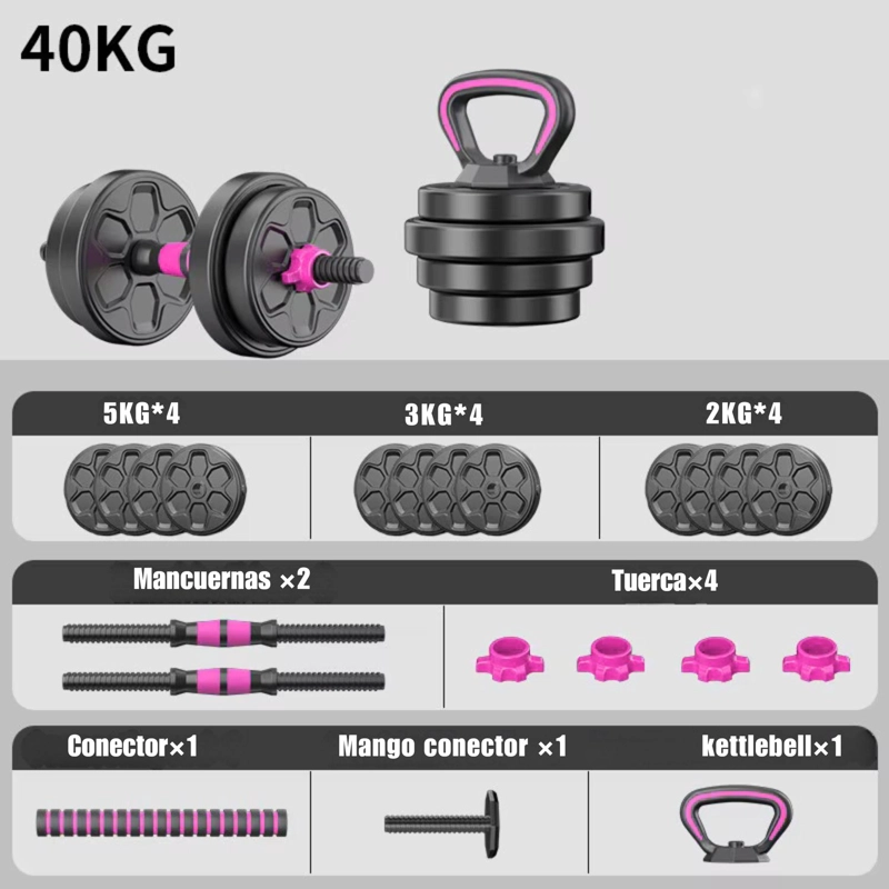 MANCUERNAS 40 KG BARRA AJUSTABLES 3 EN 1 - 2