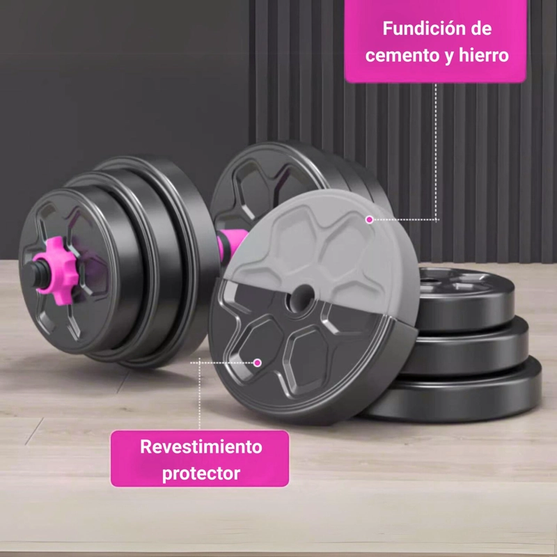 MANCUERNAS 40 KG BARRA AJUSTABLES 3 EN 1 - 4