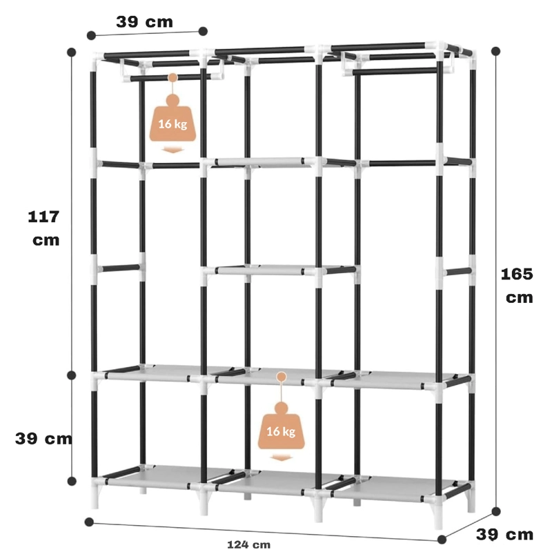 ARMARIO CLOSET ROPERO ARMABLE GRANDE GRIS - 2