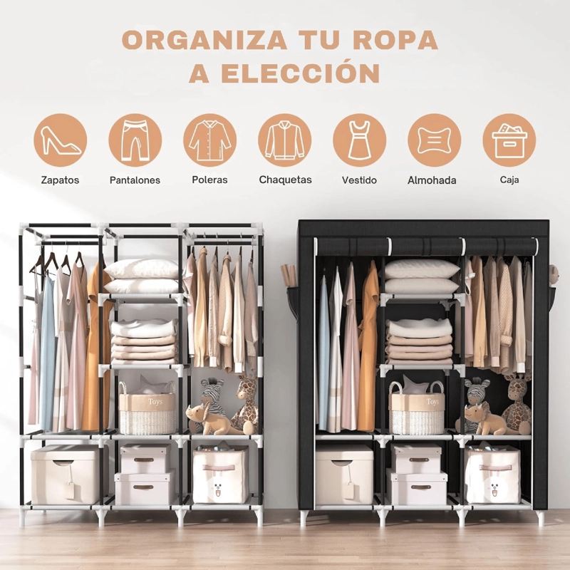 ARMARIO CLOSET ROPERO ARMABLE GRANDE GRIS - 4