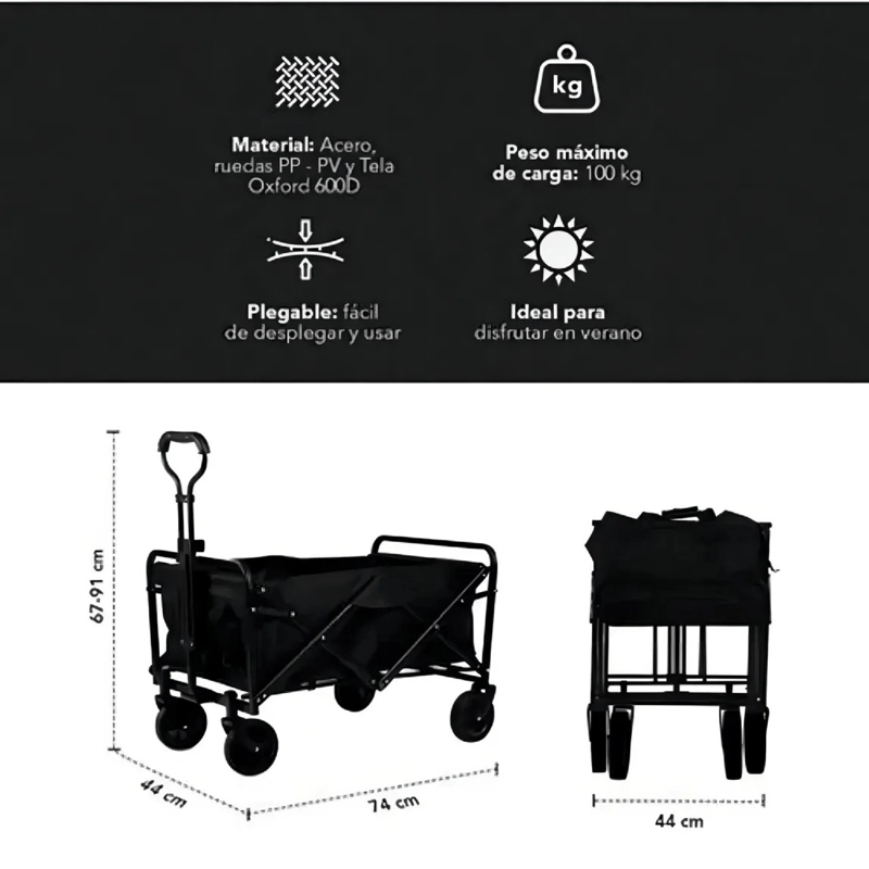 CARRITO COMPRAS FERIA PLEGABLE IDEAL CAMPING - 3