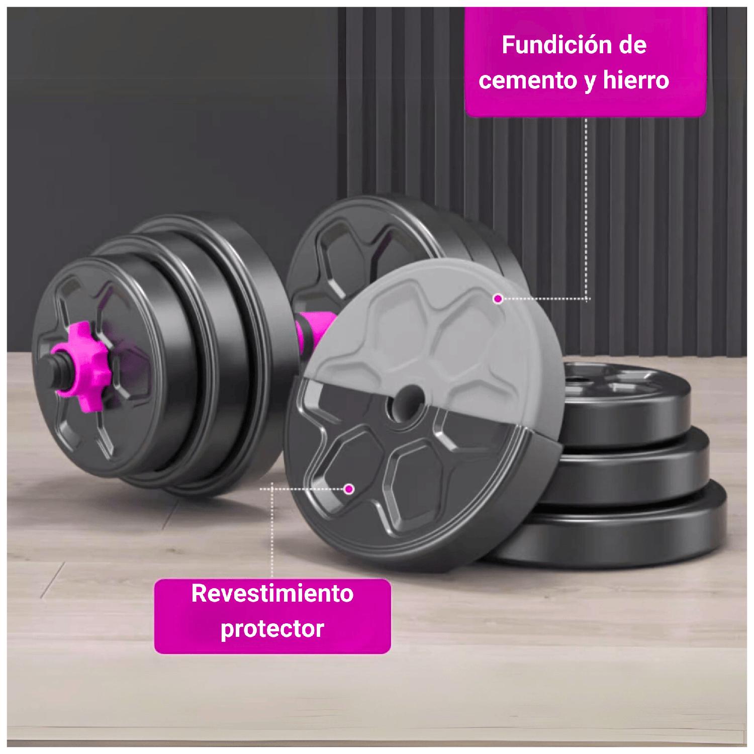 SET MANCUERNAS BARRA AJUSTABLES 15 KG 3 EN 1 - 4
