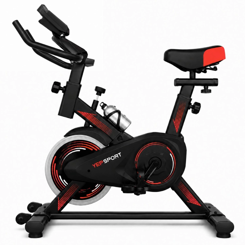 BICICLETA SPINNING YEPSPORT ROJA CON BOTELLA - 2