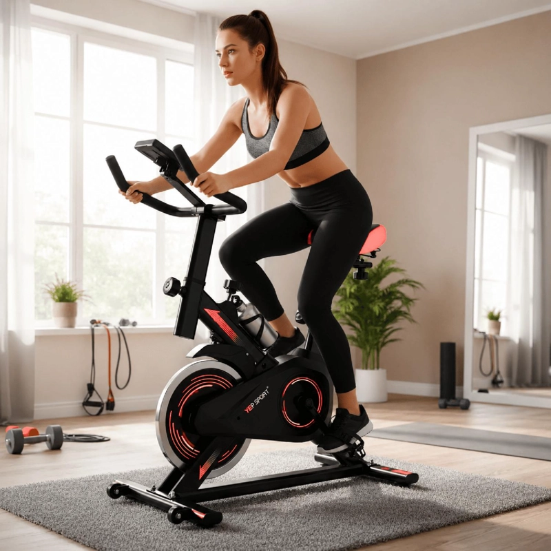 BICICLETA SPINNING YEPSPORT ROJA CON BOTELLA - 3