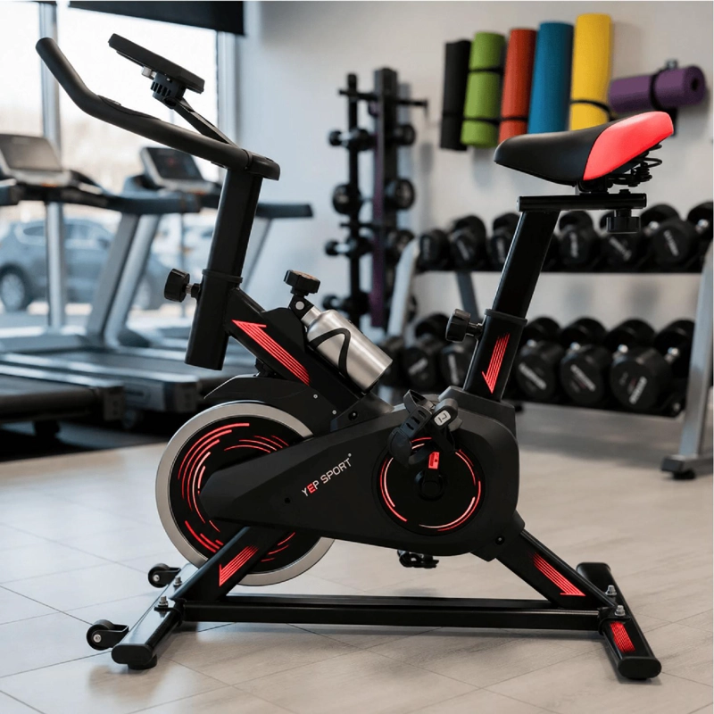 BICICLETA SPINNING YEPSPORT ROJA CON BOTELLA - 4