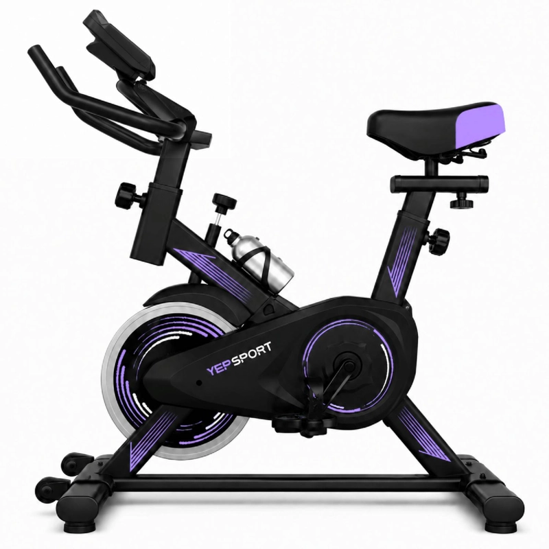 BICICLETA SPINNING YEPSPORT PURPURA CON BOTELLA - 2