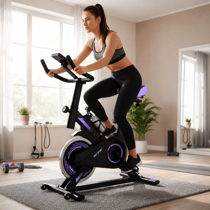 BICICLETA SPINNING YEPSPORT PURPURA CON BOTELLA - 3