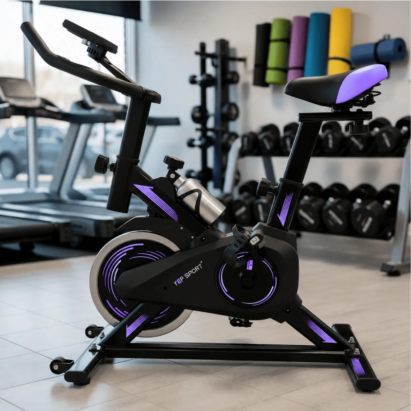 BICICLETA SPINNING YEPSPORT PURPURA CON BOTELLA - 4