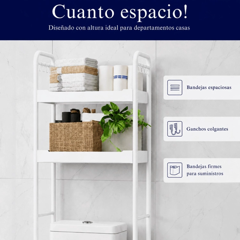ESTANTE MUEBLE ORGANIZADOR DE BAÑO 2 NIVELES REPISA - 3