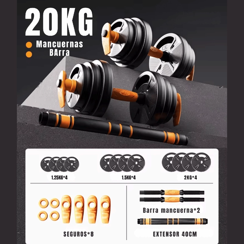 SET 20 KG MANCUERNAS Y BARRA NEWGEN PREMIUM - 2