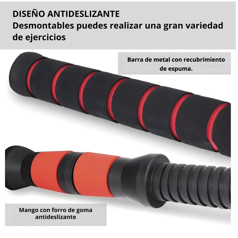 MANCUERNAS 40 KG BARRA AJUSTABLES 3 EN 1 ROJA - 6