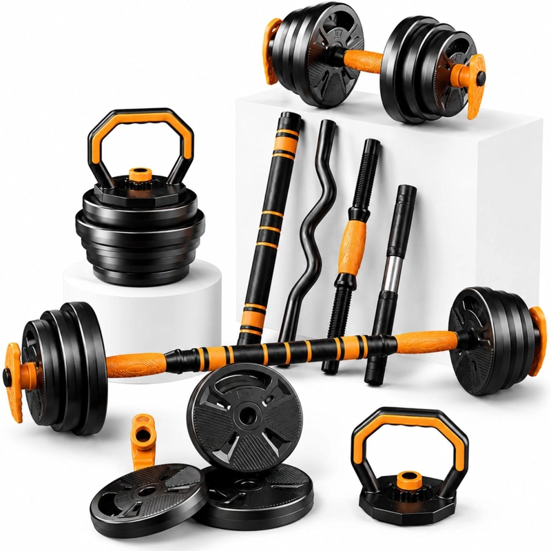SET 20 KG MANCUERNAS BARRA PESA RUSA ROLLER 6 EN 1 NEWGEN - 1