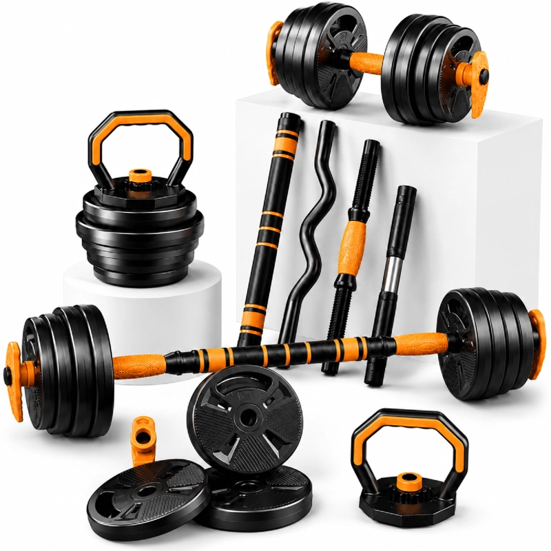 SET 30 KG MANCUERNAS BARRA PESA RUSA ROLLER 6 EN 1 NEWGEN - 1