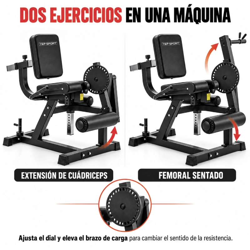 MAQUINA CUADRICEPS Y CURL FEMORAL PIERNA PROFESIONAL 5300 - 2