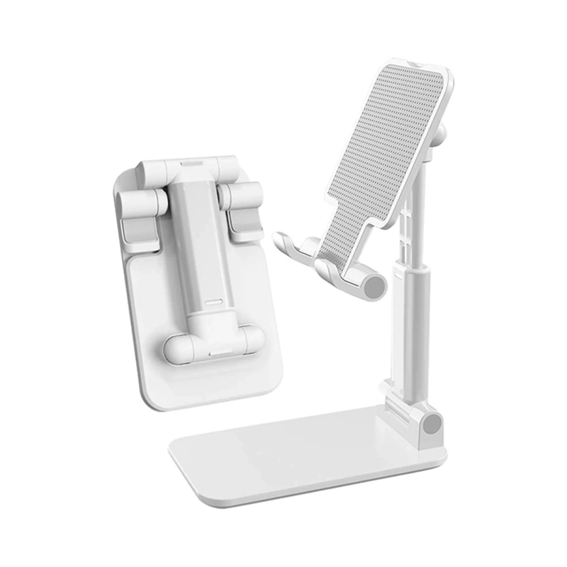 SOPORTE CELULAR TABLET PEDESTAL TELE FONO AJUSTABLE AUTO MINI BLANCO - 1
