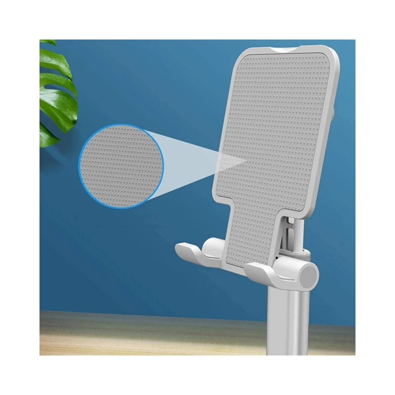 SOPORTE CELULAR TABLET PEDESTAL TELE FONO AJUSTABLE AUTO MINI BLANCO - 2
