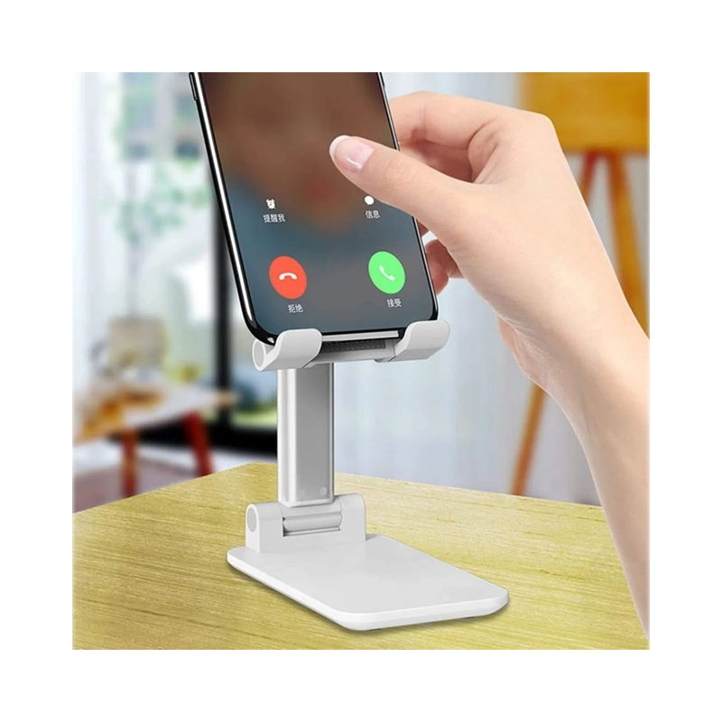 SOPORTE CELULAR TABLET PEDESTAL TELE FONO AJUSTABLE AUTO MINI BLANCO - 4
