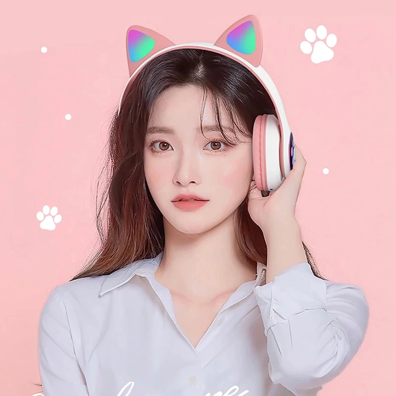 AUDÍFONOS GATOS INFANTIL BLUETOOTH ROSA - 3