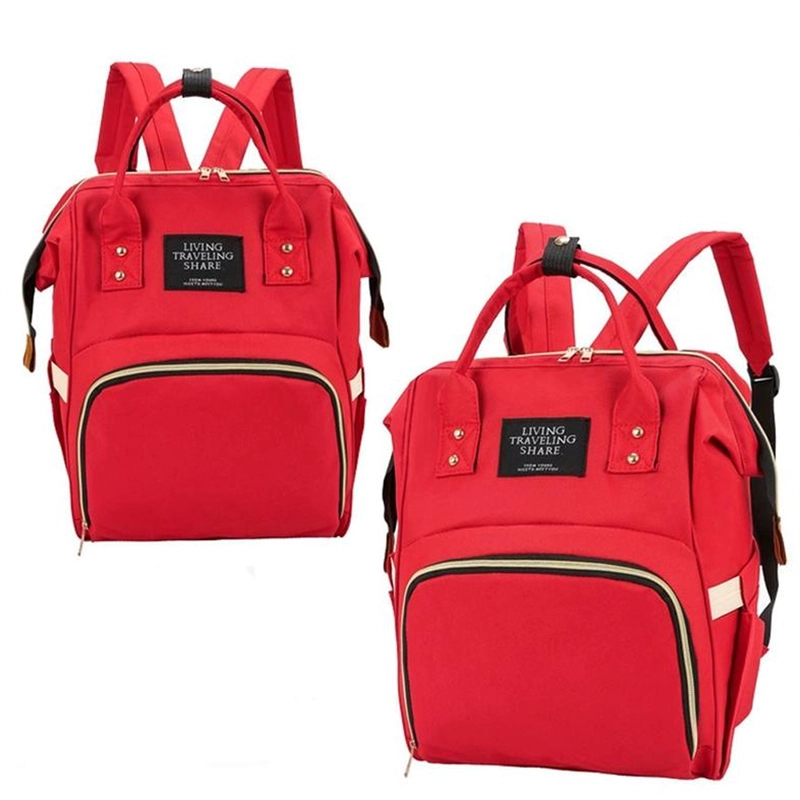 PAÑALERA BOLSO MATERNAL DISEÑO LISO ROJO - 2