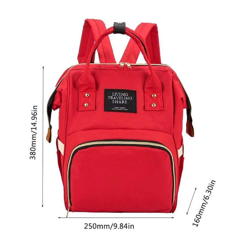 PAÑALERA BOLSO MATERNAL DISEÑO LISO ROJO - 3