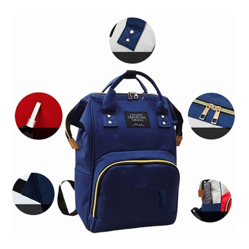 PAÑALERA BOLSO MATERNAL DISEÑO LISO AZUL - 2
