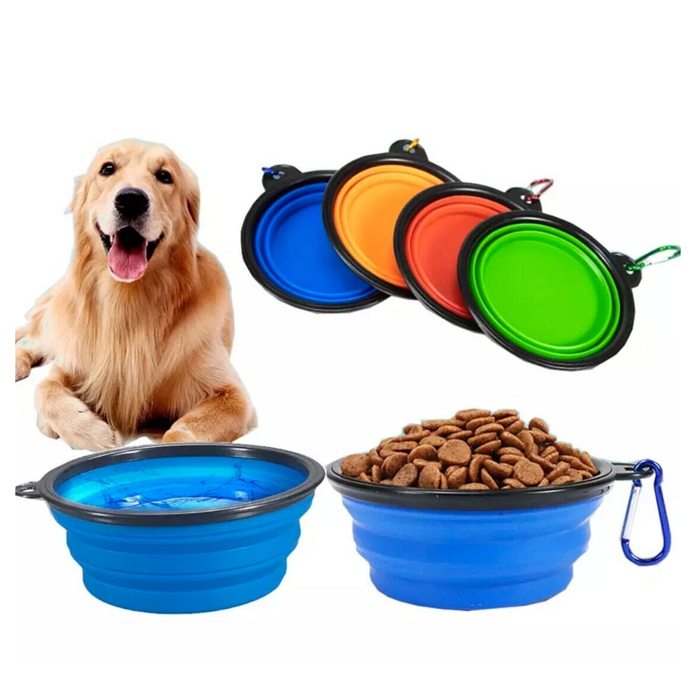 PLATO SILICONA PLEGABLE PERRO PASEO VIAJES PORTÁTIL MASCOTAS - 1