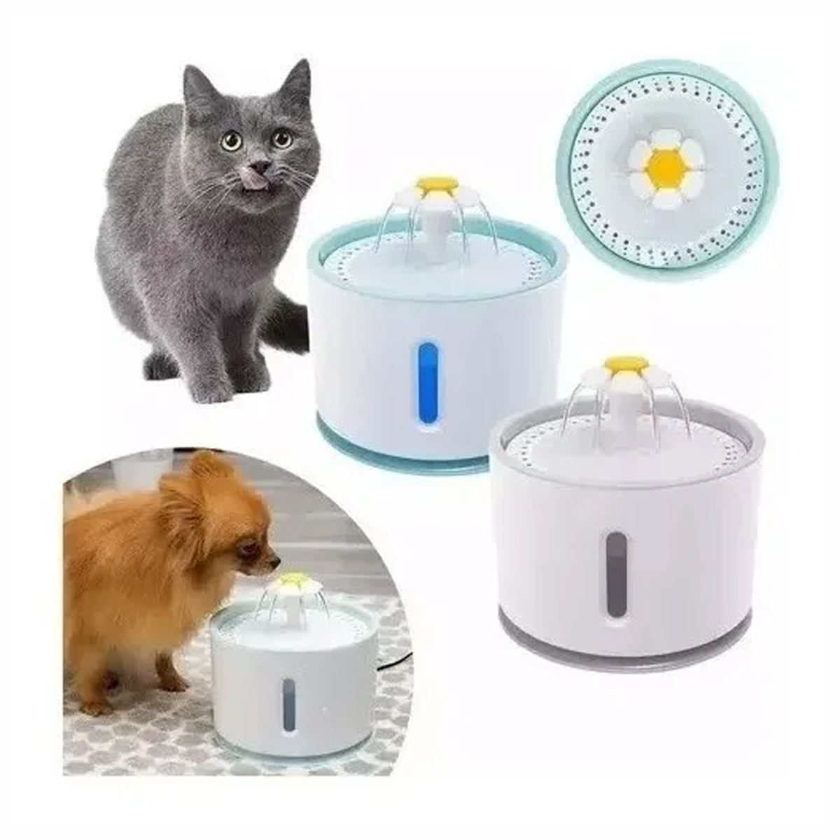 SET PERROS GATOS FUENTE BEBEDERO DISPENSADOR AGUA ELÉCTRICO + 4 FILTROS - 3