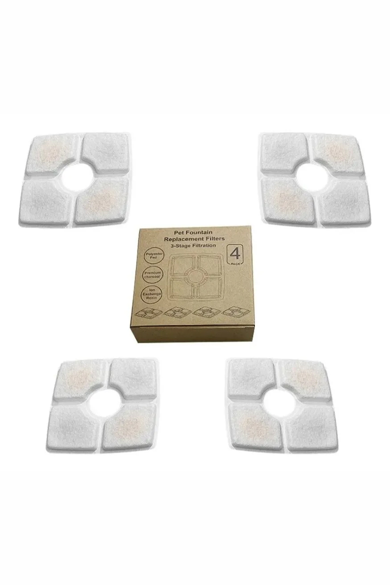 PACK 4 FILTROS AGUA CUADRADOS FUENTE AGUA ELÉCTRICA MASCOTA. - 4