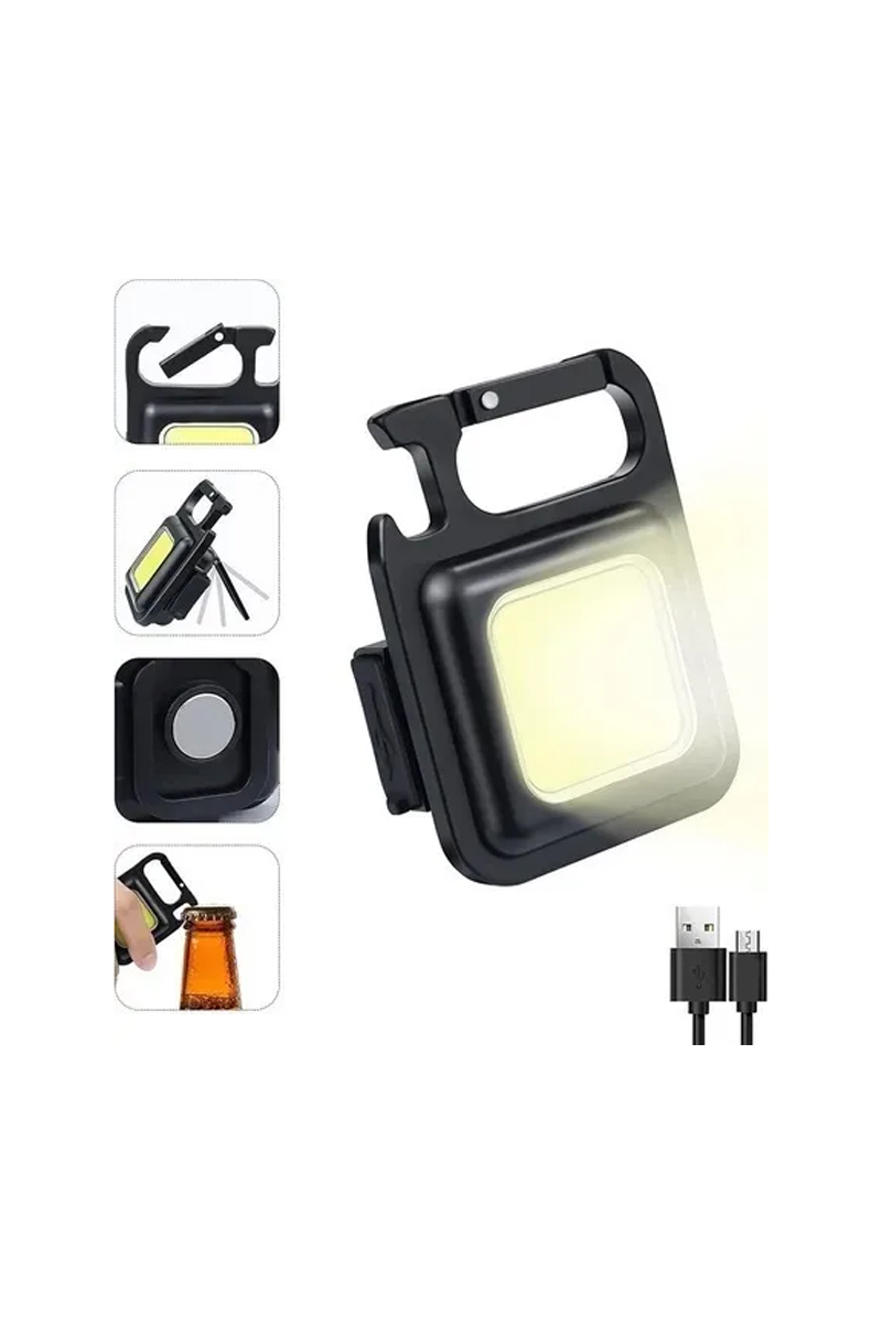 LINTERNA LED COB 800 LUMENS LLAVERO GANCHO MOSQUETÓN IMAN - 1