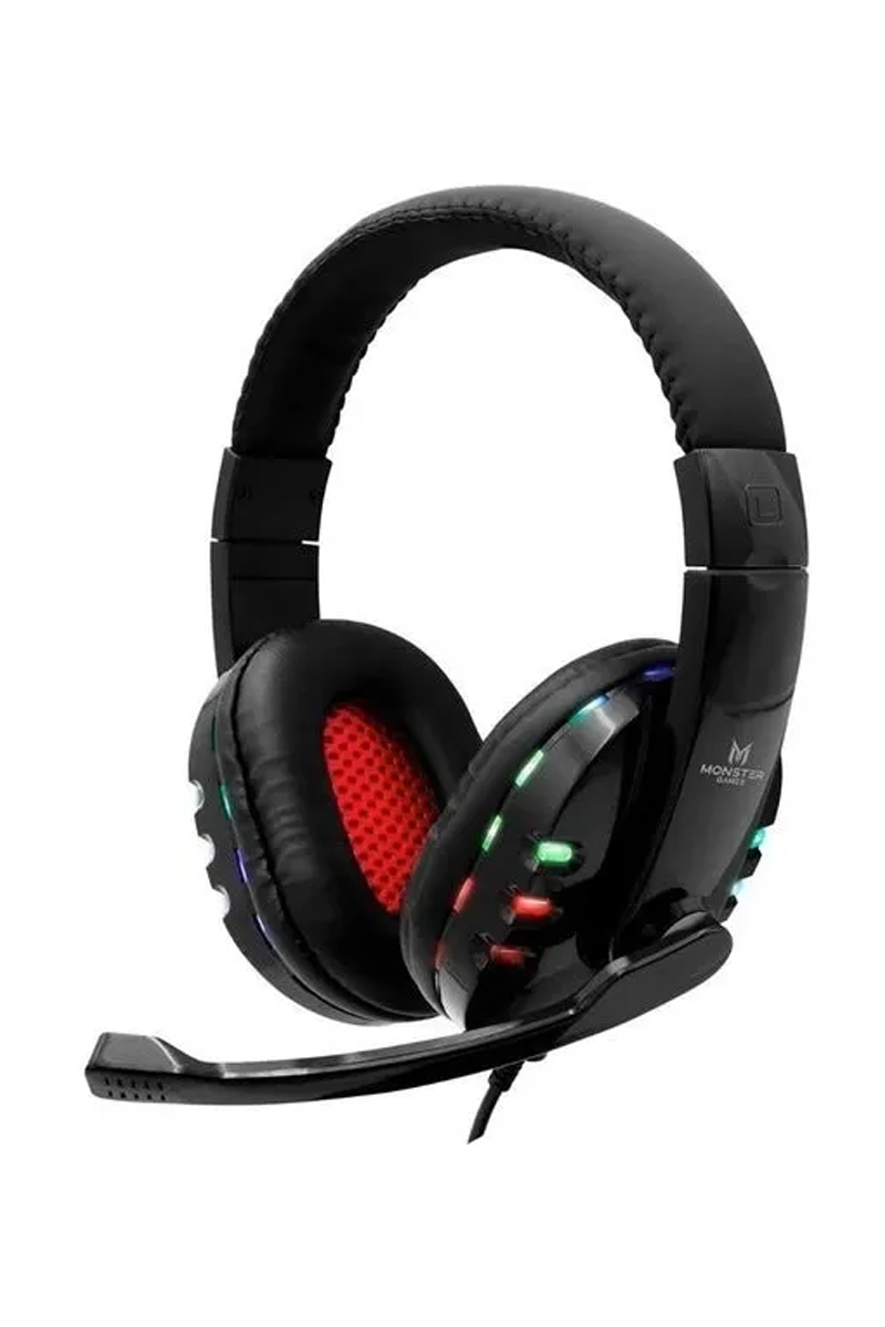 AUDÍFONOS GAMER MONSTER HEADSET RGB LED NEGRO - 1