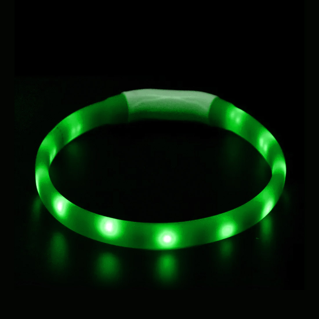 COLLAR PERROS LUMINOSO LUZ LED CARGA USB VERDE 50 CM - 2