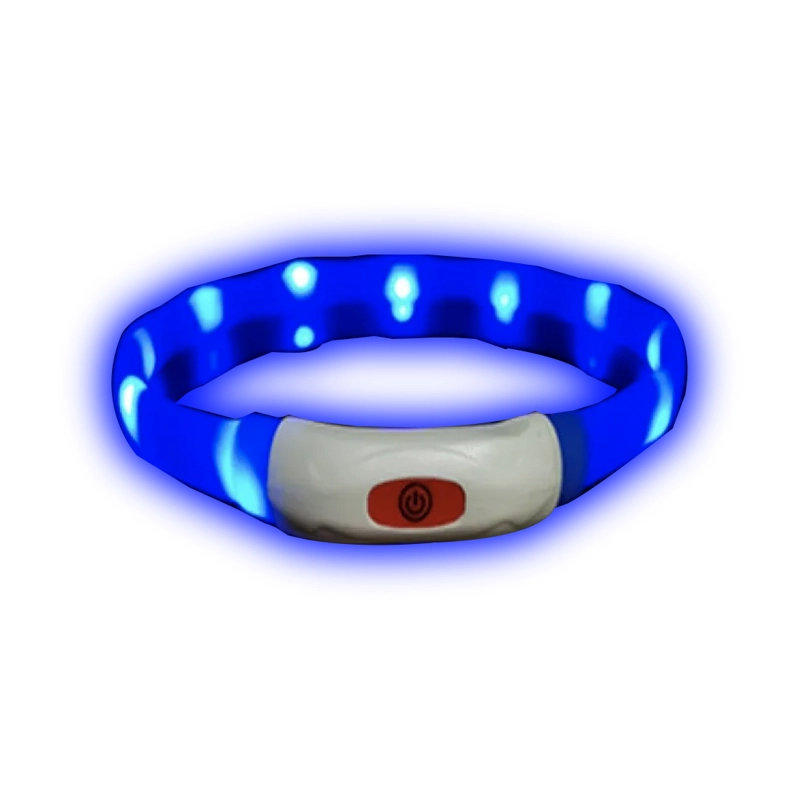 COLLAR PERROS LUMINOSO LUZ LED CARGA USB AZUL 70 CM - 1