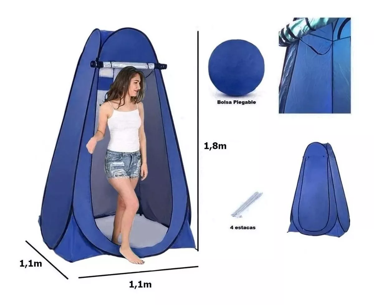 CARPA PARA 1 PERSONA BAÑO VESTIDOR PORTÁTIL + DUCHA SOLAR AZUL - 3