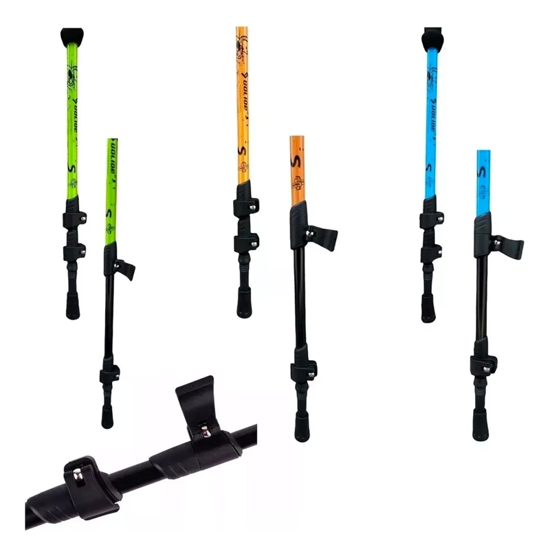 2 BASTÓN TREKKING SENDERISMO CAMPING ACERO CROMADO 3 TRAMOS DURALUMIN 7075 NARANJA - 2