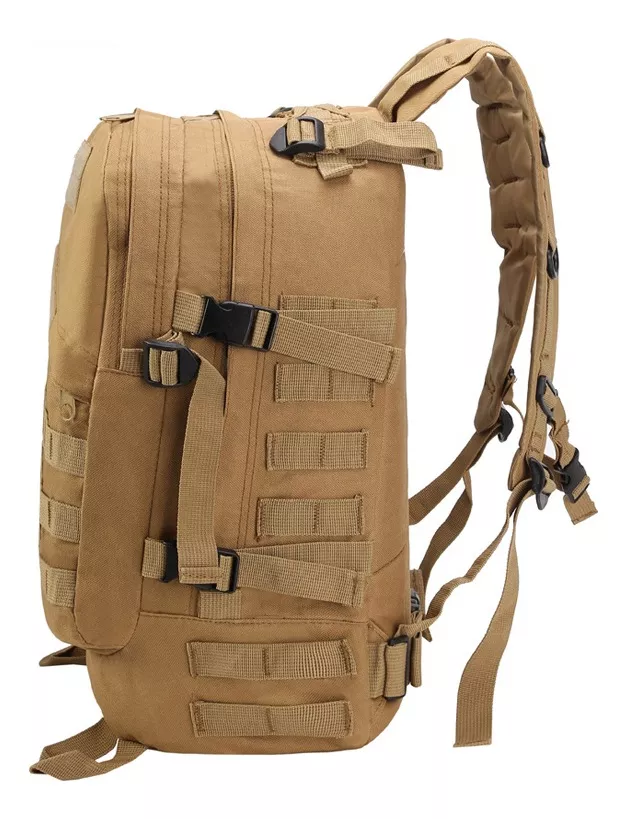 MOCHILA MICROFIBRA / ALGODÓN CAFÉ MILITAR 40 LITROS TACTICA TREKKING CAMPING - 3