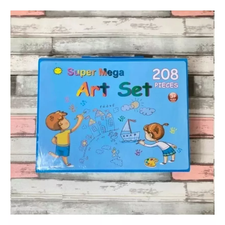 MALETA 208 PIEZAS DIBUJO INFANTIL APRENDIZAJE ARTE ESCOLAR AZUL - 2