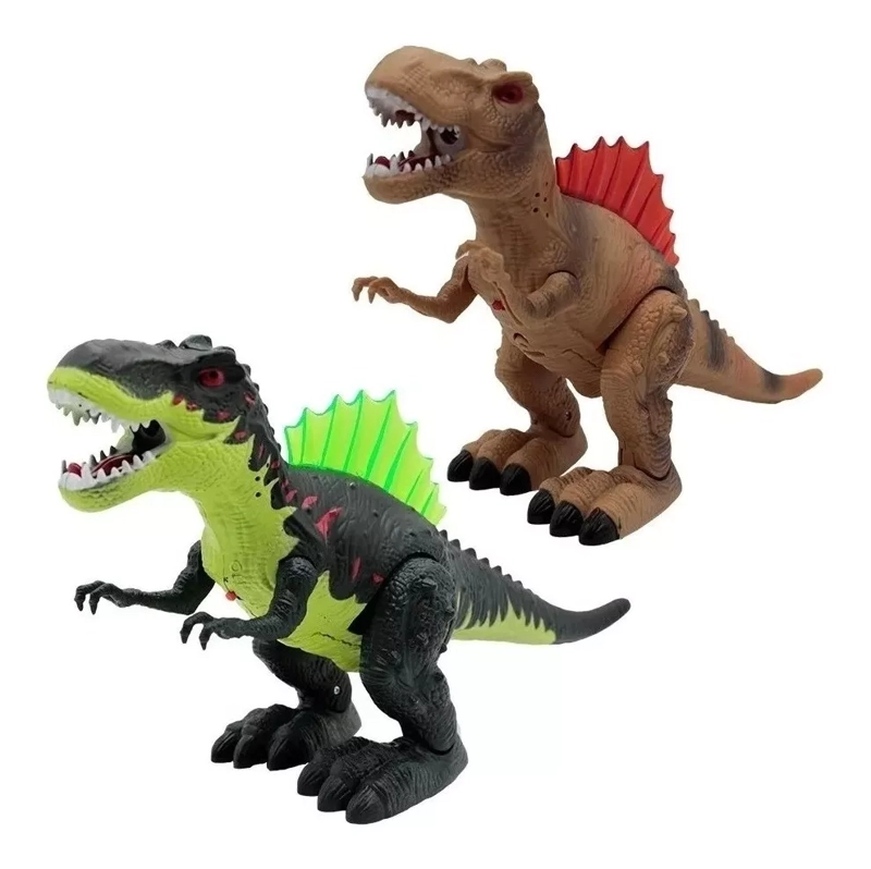 JUGUETE MULTICOLOR DINOSAURIO T-REX CAMINA LANZA HUMO LUZ Y SONIDO - 1
