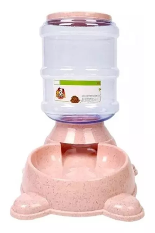 BEBEDERO PERROS GATOS AGUA AUTOMATICO BIDON DISPENSADOR ROSADO - 1