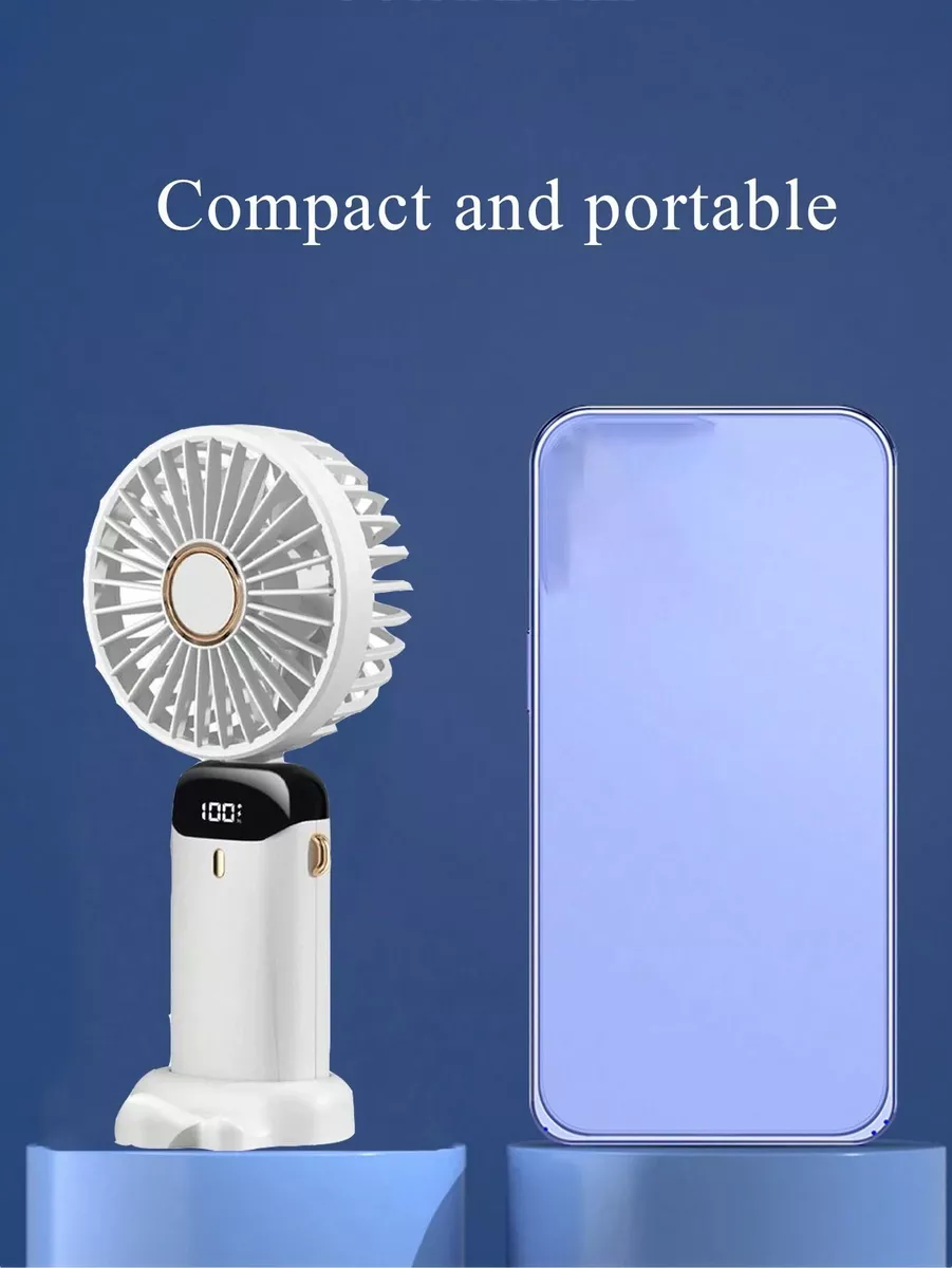 VENTILADOR DE MANO PORTÁTIL ENFRIADOR 5 VELOCIDADES BLANCO - 4