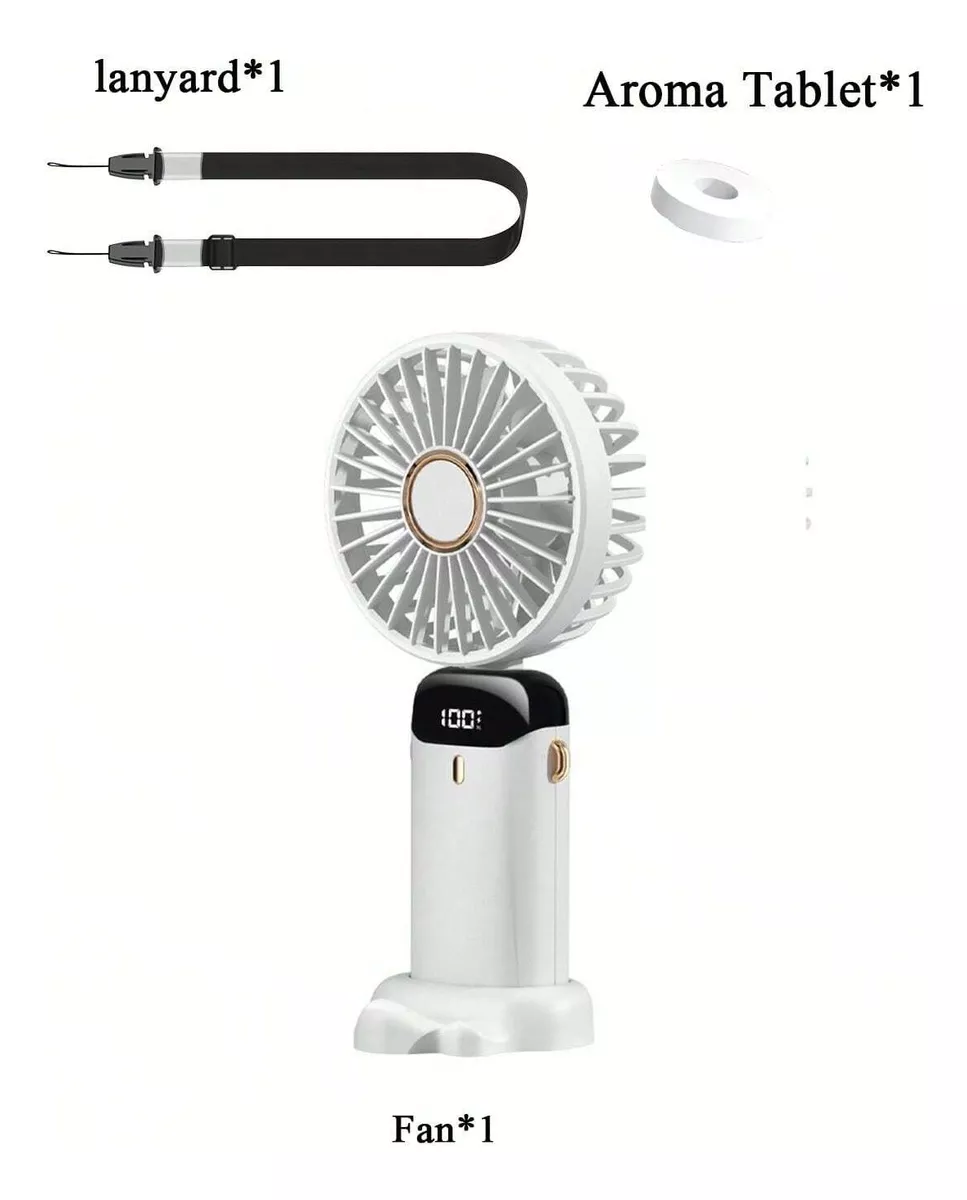 VENTILADOR DE MANO PORTÁTIL ENFRIADOR 5 VELOCIDADES BLANCO - 6