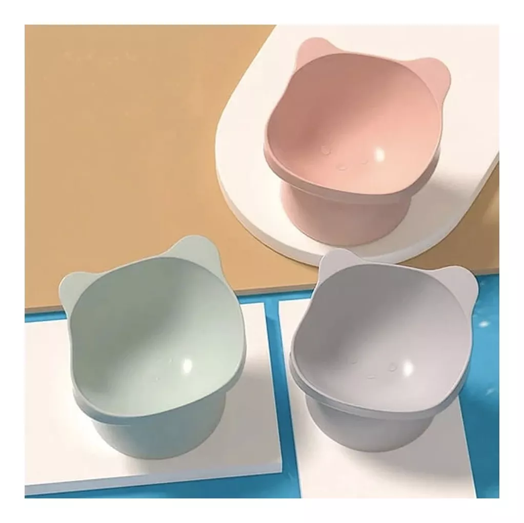 CUENCO BOWL PLATO INCLINADO ELEVADO PARA PERRO GATOS MASCOTA GRIS - 3